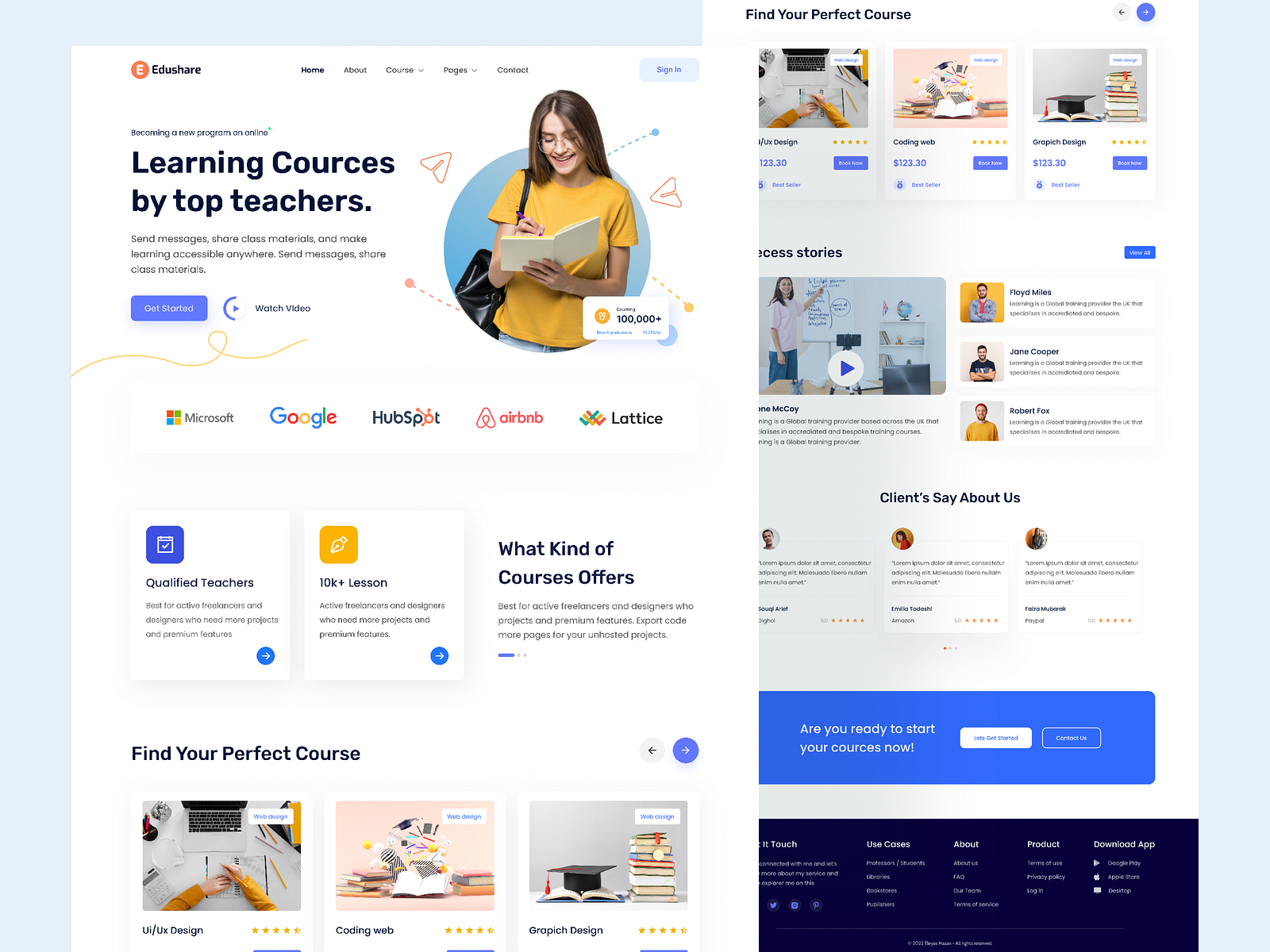 E-learning landing Page by Eleyas Hasan 🏅 on Dribbble