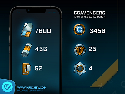 Scavengers - Icon Style Exploration branding design gui icons interface punchev ui ux