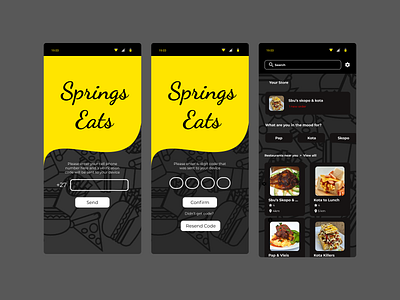 Springs Eats Login & Home Page app design graphic design illustration ui