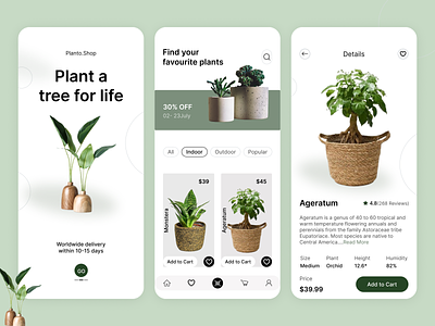 Plants mobile app design app design greenery app light theme app mobile mobile app mobile design planting app radial code radial code radialcode