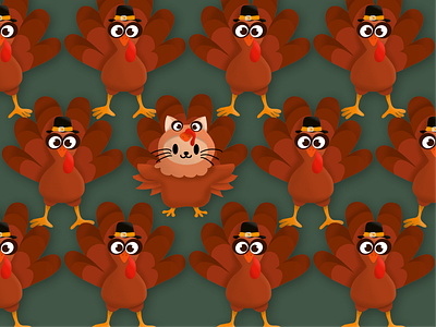 Happy Thanksgiving Day app design branding cat design graphic design happy holiday illustration interface thanksgiving thanksgiving day turkey ui ux weekend