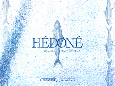 HEDONE FOOD FISH blue branding fish food grocer illustration logo ocean poisson restaurant typographi typography