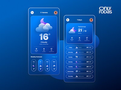 Weather App / Night Version app appdesign application design graphic design interface interface design mobile mobileapp mobiledesign ui uidesing uxdesign uxui weather wheather app