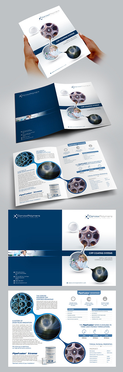 Brochure design of Corvixx polymers adobe illustrator adobe photoshop advertisement bookdesign branding brochure business flyer catalogue conceptual corporate flyer flyer template graphic graphic design leaflet design print professional design twofoldbrochure