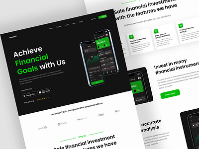 Stock Investment Web Design app app design branding design finance flat icon illustration investment landing page landing page minimal typography ui ux web web design webdesign website website design white