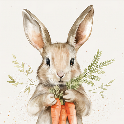 Spring bunny bunny carrot cute animals dreamy easter fun illustration kids illustration minimalistic naive pastel sweet