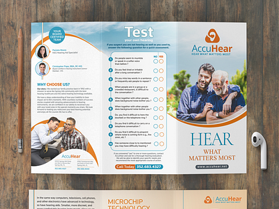 ACCU HEAR TRI FOLD BROCHURE brand identity branding brochure design dl flyer folded design leaflet design print design tri fold tri fold brochure trifold brochure