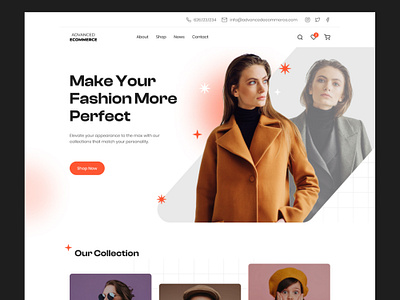 Ecommerce Website Design aesthetic available clean clean ui design ecommerce fancy fashion interface design modern popular responsive shirt shop shopify ui uiux webdesign woman