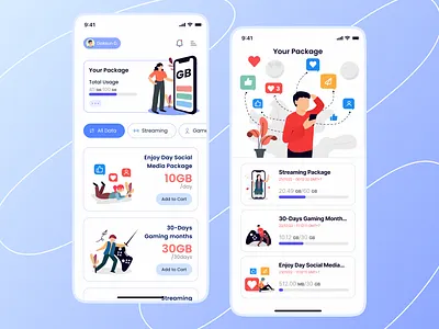 QUODATA - Mobile App Design app branding cleanui design gaming graphic design illustration mobile app mobile data quota ui ux