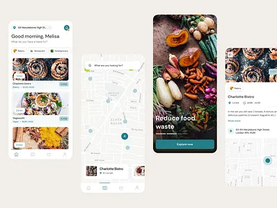 Food Waste Mobile App clean design commerce design e commerce figma flat food iconography minimalism mobile shop ui ux