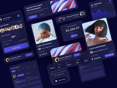 NFT Dashboard components - Dark version blockchain collection component components crypto crypto cu dashboard dashboard ui elements ios marketplace minimal nft nft collection nft dashboard nft panel panel ui ui ui components ux