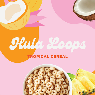 Hula Loops Cereal Box Illustration Mockup Tropical Packaging #3 3d art artwork branding design digital art digital illustration graphic design illustration logo logo design logos packaging photography retro ui vector