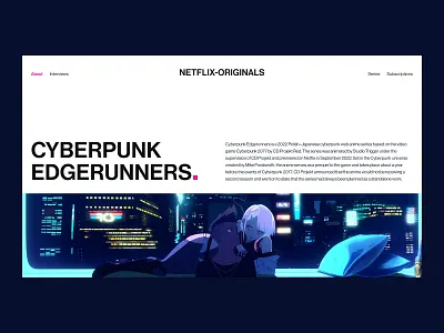 Netflix Original Promo - Cyberpunk Page anime balanced clean cyberpunk desktop edgerunners futurism image minimalistic modern movie page netflix promo page promo site technology tv shows ui ux website