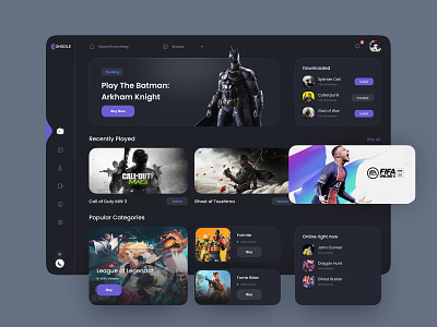 Gaming Dashboard dark mode dashboard gaming ui ux