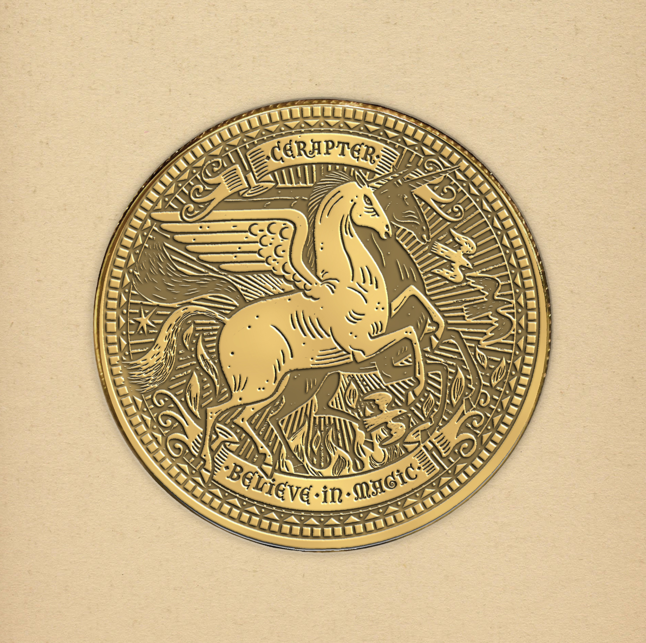 CERAPTERS coin design illustrated illustration myth mythology