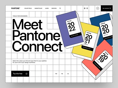 Pantone Website UI Concept colourful colours concept creative design figma home page illustration inspiration interface ios layout palette pantone typo typography ui ux web webdesign