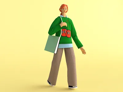 3d render woman illustration 3d app bright c4d cartoon cinema 4d clay cool designer fabric girl graphic design illustration marvelous render texture trendy walking web woman