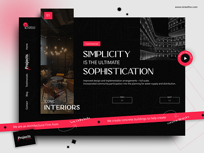 Architecture Website // Portfolio, Web, Interior, Landing Page 3d abstract animation architecture bold typography branding brutalism concept dark mode firm interior design minimal modern neon portfolio projects property ui webflow website design