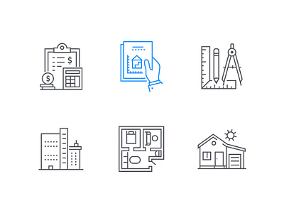 Architecture and construction icons set architecture building construction design house icon line real estate style vector