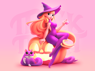 Witch and Cat on Halloween 2d art character illustration design digital art girl halloween halloween cat halloween illustration illustration illustration art illustration for web illustrator shakuro witch