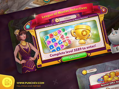 Mystery Match Village - Game UI Design design gui icons interface punchev ui ux