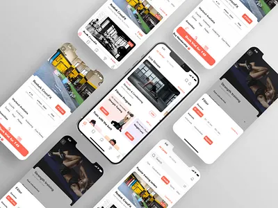 Finesse - Fitness App Mockups business clean design clean ui design fitness layered login mindfullness minimal minimalist mockups signup ui ux wellness white