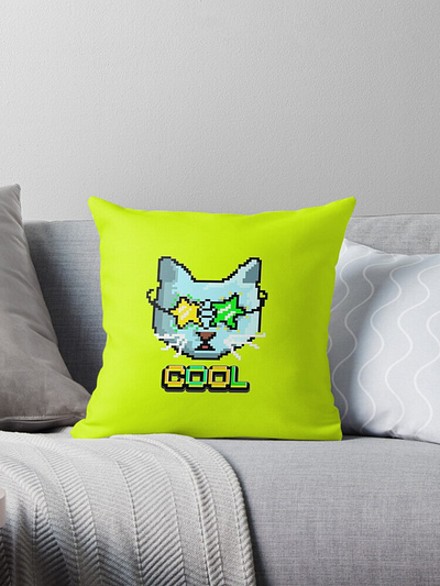 Beautiful cat pixel graphic pillow animal character animal lovers branding cat cat lovers character cute cat design digital draw digital drawing graphic design illustration illustration animal illustration character kitten logo pixel pixel character product design stars