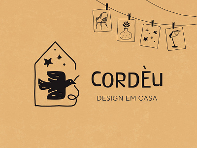Cordèu - Design em Casa bird black branding brazil design earthy flat folk home house illustration lineart logo minimal rustic sertão simple vector