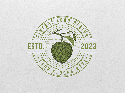 Vintage Fruit Logo brand logo branding club logo custard apple emblem logo fruit fruit vintage logo graphic design label icon label logo leaf logo logo logo pack logo set retro ui vintage vintage badge vintage label vintage logo