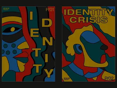 Identity Crisis artwork bold illustration colorful emotions faces identity illustration people poster design typeposter