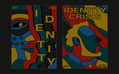 Identity Crisis artwork bold illustration colorful emotions faces identity illustration people poster design typeposter