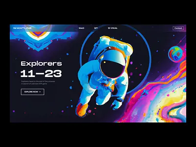 Explorers-11-23 astronauts blender explore explorers illustration nft space ui ux wantline web web3