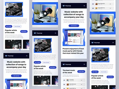 Responsive Mobile View - Playsongs concert landing page music listen music minimal music music app music player music portal music responsive music streaming playlist playsong podcast website responsive singing song streaming sound spotify web design website music