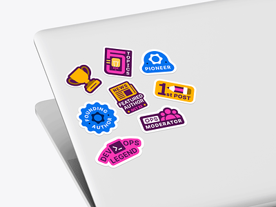 The Ops community stickers blue coding design dev developer graphic design illustration laptop ops pink sticker design stickers vector yellow