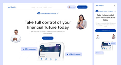 BankIt financial services Landing Page design figma landing page mobile design ui ui ux ux web design