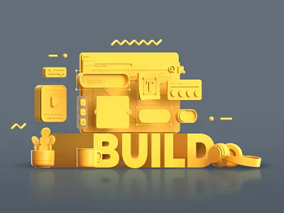 Build - 3D Typography 3d 3d design 3d illustration 3d typography 3d ui c4d illustration ui ui8 user interface web