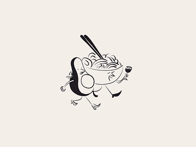 CoLab: Web Illustration avocado design food and beverage foodie illustration ramen retro sketch vector wine