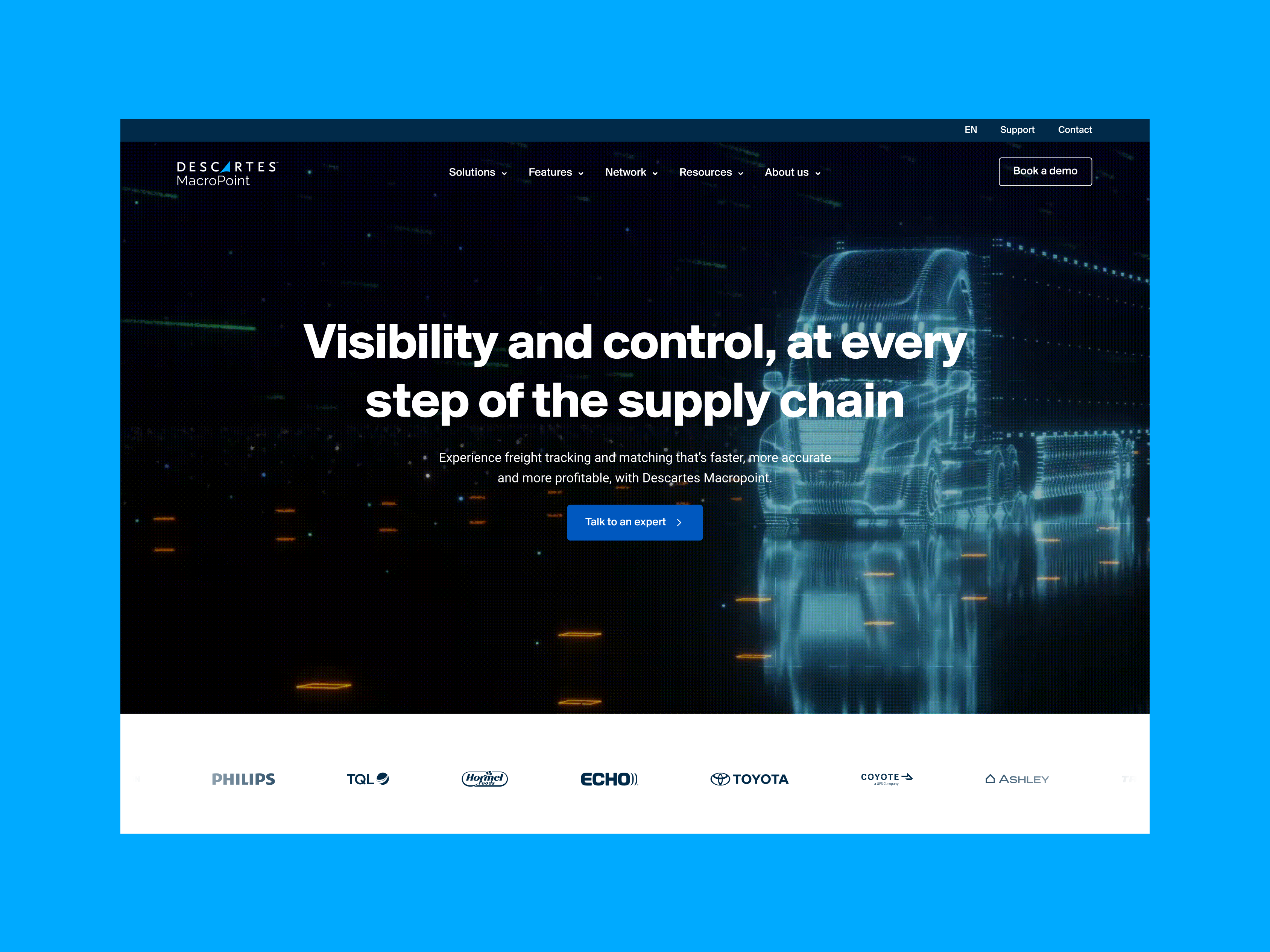 Descartes Macropoint - Homepage animation homepage logistics shipping transportation ui