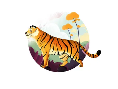 Cute tiger 2d animation character design illustration nature tiger vector wild