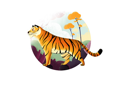 Cute tiger 2d animation character design illustration nature tiger vector wild