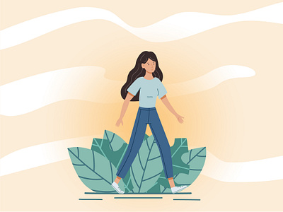 Girl walking adobe illustrator cartoon design drawing flat girl illustration ipad summer vector vectornator walk web