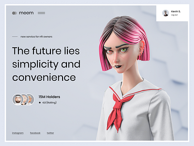 MEEM DIGITAL ART — NFT PLATFORM | MINIMAL STYLE | SERVICE APP 3d blender brutalism clean corporate dashboard figma flat home landing light ui marketplace minimalism platform premium service ui ux webdesign website