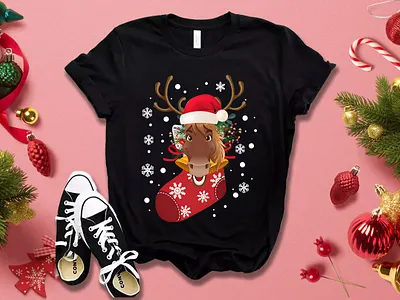 Horse Christmas T-shirt Design bulk custom doodle art design etsy fiverr graphic design illustration logo merch by amazon merch by amazon shirts pod print on demand printful redbubble sunfrog tee teespring tshirt typography vector
