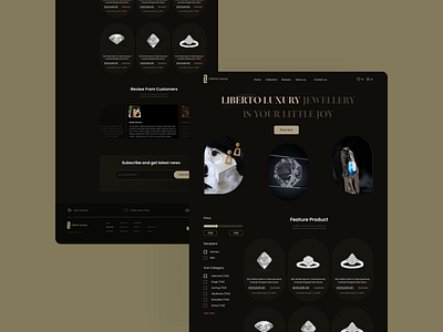Jewellery UI landing page design Figma 3d animation branding dark design dribbblers fashion ui design figma graphic design illustration jewelary ui jewellary ui design logo mobile motion graphics ui userinterfacedesign ux vector websitedesign