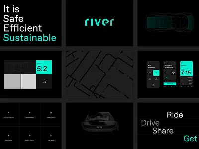 River App Overview animation app autonomous branding design flod future graphic design illustration interface ios logo minimal mobile motion graphics ride taxi ui