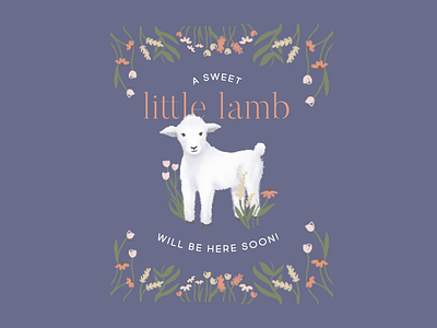 Baby Shower Invite | Sweet Little Lamb baby babyshower flowers illustration invitation lamb sheep shower