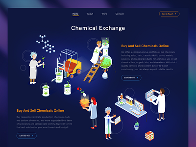 "Chemical Exchange" web illustrations adobe illustrator branding caricature cartoon character design chemicals environment figma flat geometrical graphic design icon design illustration isometric lab ui vector web web design