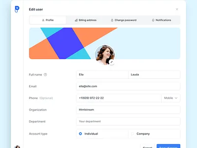 Edit User Modal - Preline UI Figma admin avatar clean dashboard edit user figma form minimalism modal nav nav tabs product design profile radio checkbox sidebar ui ui design user interface ux ux design