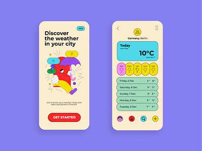 Weather App - Mobile Design app design illustration ui