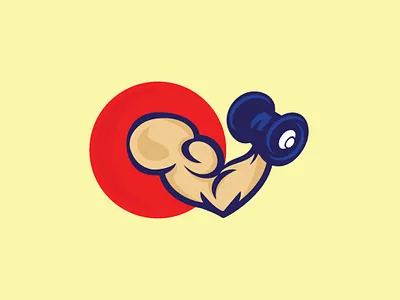 Muscles Arm Logo Design bicep duble exercise fitness fitness arm gym health logo muscles power strong arm training workout